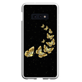 Чехол для Samsung S10E с принтом Golden Butterfly in Space в Кировске, Силикон | Область печати: задняя сторона чехла, без боковых панелей | black | summer | wings | ангел | бабочка | бабочки | блестки | блестящий | девушке | желтые | животные | звезды | звери | золото | золотые | космос | крылья | летать | летний | лето | мотылек | насекомое | ночные