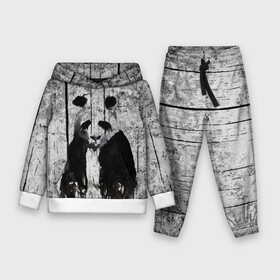 Детский костюм 3D (с толстовкой) с принтом Грустная Панда в Кировске,  |  | Тематика изображения на принте: bear | gray | mine | panda | rdanimals | арт | белая | белое | белый | медведь | минимализм | панда | панды | полосатый | прикольная | принт | светлая | серая | темная | чб | черная | черно белая | черное | черный