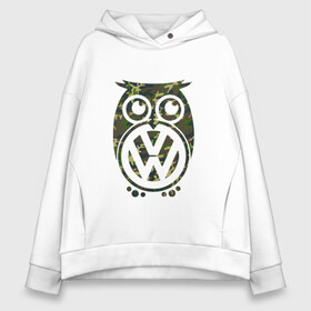 Женское худи Oversize хлопок с принтом Volkswagen Hibou (Z) в Кировске, френч-терри — 70% хлопок, 30% полиэстер. Мягкий теплый начес внутри —100% хлопок | боковые карманы, эластичные манжеты и нижняя кромка, капюшон на магнитной кнопке | amarok | arteon | caravelle | golf | polo | scirocco | teramont | tiguan | touareg | transporter | volkswagen | vw | wv | авто | автомобиль | ам | бренд | карбон | машина | машины | народный автомобиль | фольксваген