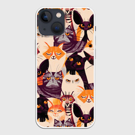Чехол для iPhone 13 mini с принтом КОТИКИ в Кировске,  |  | cat | взгляд | кот | кот хипстер | котёнок | котятки | котятушки | кошечки | кошка | мордочка