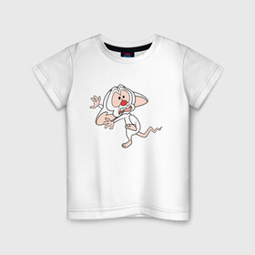 Детская футболка хлопок с принтом Брейн и Пинки в Кировске, 100% хлопок | круглый вырез горловины, полуприлегающий силуэт, длина до линии бедер | animaniacs | vdpartat | белая мышь | брейн | гений | глупая мышь | озорные анимашки | пинки