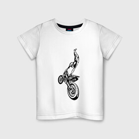 Детская футболка хлопок с принтом Мотоспорт (Z) в Кировске, 100% хлопок | круглый вырез горловины, полуприлегающий силуэт, длина до линии бедер | enduro | ktm | moto | motocycle | sportmotorcycle | ктм | мото | мотокросс | мотоспорт