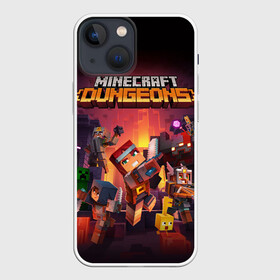 Чехол для iPhone 13 mini с принтом Minecraft Dungeons в Кировске,  |  | dungeons | game | microsoft | minecraft | pixel | выживание | зомби | игра | крафт | крипер | лава | летсплей | майнкрафт | майнкрафтер | майнкрафтеры | пиксели | пиксель | пиксельный