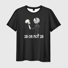 Мужская футболка 3D с принтом 2B в Кировске, 100% полиэфир | прямой крой, круглый вырез горловины, длина до линии бедер | 2b | 2b nier automata | a2 | nier | nier automata | nier: automata | ниер | ниер автомата | ниир автомата | ньер автомата