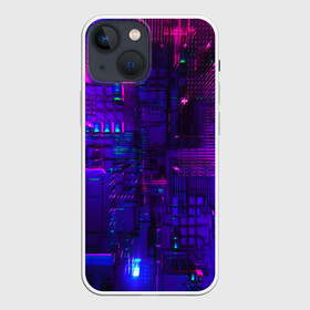 Чехол для iPhone 13 mini с принтом NEON CUBES в Кировске,  |  | abstract | abstraction | color | fractal | geometry | paitnt | polygon | polygonal | psy | абстракция | геометрия | краски | неоновые | полигоны | психоделика | фрактал