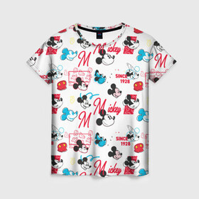 Женская футболка 3D с принтом Mickey Mouse, в Кировске, 100% полиэфир ( синтетическое хлопкоподобное полотно) | прямой крой, круглый вырез горловины, длина до линии бедер | disney | mickey mouse | vdpartat | дисней | маус | мики | микки | микки маус | мышонок микки | паттерн | текстура