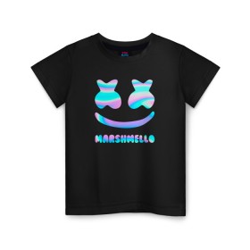 Детская футболка хлопок с принтом Marshmello в Кировске, 100% хлопок | круглый вырез горловины, полуприлегающий силуэт, длина до линии бедер | Тематика изображения на принте: fortnite | marshmello | диджей | маршмелло | маршмеллоу | маршмелоу | музыка | фортнайт