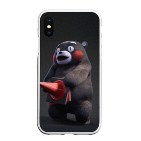 Чехол для iPhone XS Max матовый с принтом Kumamon в Кировске, Силикон | Область печати: задняя сторона чехла, без боковых панелей | fire | for | glory | hell | japan | kumamon | of course | ofc | satan | the | иероглифы | кумамон | медведь | огонь | пожар | сатана | япония