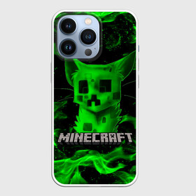 Чехол для iPhone 13 Pro с принтом MINECRAFT CREEPER CAT в Кировске,  |  | creeper | game | minecraft | блоки | игра | квадраты | компьютерная | кот | котенок | кошка | крипер | майнкрафт | огонь