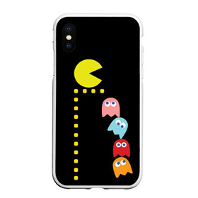 Чехол для iPhone XS Max матовый с принтом Pac-man в Кировске, Силикон | Область печати: задняя сторона чехла, без боковых панелей | Тематика изображения на принте: old school | retro game | video game | видео игры | ретро игры