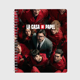 Тетрадь с принтом La Casa de Papel (Z) в Кировске, 100% бумага | 48 листов, плотность листов — 60 г/м2, плотность картонной обложки — 250 г/м2. Листы скреплены сбоку удобной пружинной спиралью. Уголки страниц и обложки скругленные. Цвет линий — светло-серый
 | Тематика изображения на принте: la casa de papel | netflix | берлин | бумажный дом | лиссабон | профессор | сальва | токио