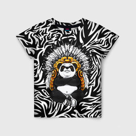 Детская футболка 3D с принтом Мудрая Панда в Кировске, 100% гипоаллергенный полиэфир | прямой крой, круглый вырез горловины, длина до линии бедер, чуть спущенное плечо, ткань немного тянется | Тематика изображения на принте: brand | kung fu | moda | panda | style | texture | бренд | кунг фу | кунгфу | мода | панденыш | панды | прикольные картинки | смайлы | стикербук | стиль | текстура | фон | эмодзи