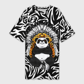 Платье-футболка 3D с принтом Мудрая Панда в Кировске,  |  | brand | kung fu | moda | panda | style | texture | бренд | кунг фу | кунгфу | мода | панденыш | панды | прикольные картинки | смайлы | стикербук | стиль | текстура | фон | эмодзи