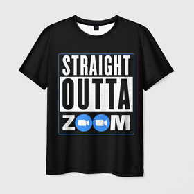 Мужская футболка 3D с принтом ZOOM в Кировске, 100% полиэфир | прямой крой, круглый вырез горловины, длина до линии бедер | skype | video | zoom | видео | дома | интернет | обучение | приложение | сиди | скайп | университет | школа