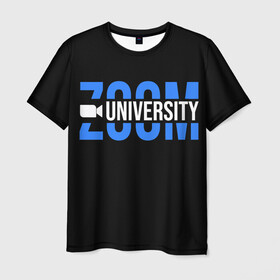 Мужская футболка 3D с принтом ZOOM в Кировске, 100% полиэфир | прямой крой, круглый вырез горловины, длина до линии бедер | skype | video | zoom | видео | дома | интернет | обучение | приложение | сиди | скайп | университет | школа