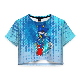 Женская футболка Crop-top 3D с принтом Metal Sonic в Кировске, 100% полиэстер | круглая горловина, длина футболки до линии талии, рукава с отворотами | metal sonic | видеоигры | поколения ежик соник | робот | супер ёж