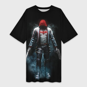 Платье-футболка 3D с принтом Red Hood в Кировске,  |  | batman | batman arkham knight | red hood | vdzabma | бэтмен | бэтмен рыцарь аркхема | красный колпак