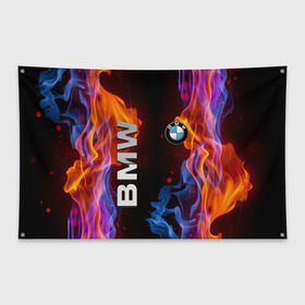 Флаг-баннер с принтом BMW в Кировске, 100% полиэстер | размер 67 х 109 см, плотность ткани — 95 г/м2; по краям флага есть четыре люверса для крепления | bmw | авто | автомобиль | бмв | логотип | марка | машина | надпись | огонь | пламя | текстура