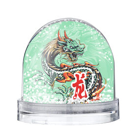 Снежный шар с принтом Изумрудный дракон в Кировске, Пластик | Изображение внутри шара печатается на глянцевой фотобумаге с двух сторон | бирюзовая | драконы | змея | знак | иероглиф | китайский | когти | миф | огонь | пламя | разноцветная | рога | тату | татуировка | чешуя | яркая