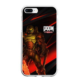 Чехол для iPhone 7Plus/8 Plus матовый с принтом DOOM ETERNAL в Кировске, Силикон | Область печати: задняя сторона чехла, без боковых панелей | demons | devil | doom | doom eternal | doom guy | doom slayer | hell | iddqd | slayer | ад | демоны | дум | палач рока