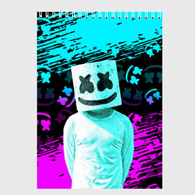 Скетчбук с принтом Fortnite Marshmello в Кировске, 100% бумага
 | 48 листов, плотность листов — 100 г/м2, плотность картонной обложки — 250 г/м2. Листы скреплены сверху удобной пружинной спиралью | archetype | fortnite | fortnite x | game | ikonik | marshmello | raven | архетип | ворон | игра | иконик | маршмелло | фортнайт