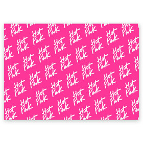 Поздравительная открытка с принтом HOT PINK в Кировске, 100% бумага | плотность бумаги 280 г/м2, матовая, на обратной стороне линовка и место для марки
 | amala | amalaratna zandile dlamini | doja cat | hot pink | mooo | music | pink | rap | say so | интернет | корова | мем | музыка | мууу | розовый | рэп