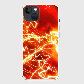 Чехол для iPhone 13 с принтом ОГНЕННАЯ МОЛНИЯ в Кировске,  |  | color | colour | electricity | glim | glow | light | lights | neon | power | shine | молния | напряжение | неоновый | разряд | стихия | ток | удар | электричество