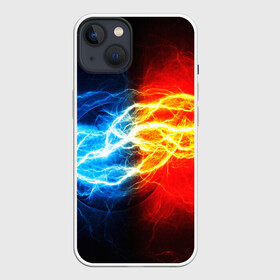 Чехол для iPhone 13 с принтом БИТВА МОЛНИЙ в Кировске,  |  | color | colour | electricity | glim | glow | light | lights | neon | power | shine | молния | напряжение | неоновый | разряд | стихия | ток | удар | электричество