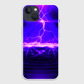 Чехол для iPhone 13 с принтом НЕОНОВЫЕ МОЛНИИ в Кировске,  |  | color | colour | electricity | glim | glow | light | lights | neon | power | shine | молния | напряжение | неоновый | разряд | стихия | ток | удар | электричество