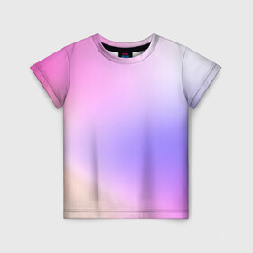 Детская футболка 3D с принтом светлый градиент розовый мода в Кировске, 100% гипоаллергенный полиэфир | прямой крой, круглый вырез горловины, длина до линии бедер, чуть спущенное плечо, ткань немного тянется | без логотипов | градиент | желтый | краска | кремовый | легкий | мода | нежный | пастельный | переход | плавный | простой | розовый | светлый | сиреневый | тай дай | тайдай | фиолетовый
