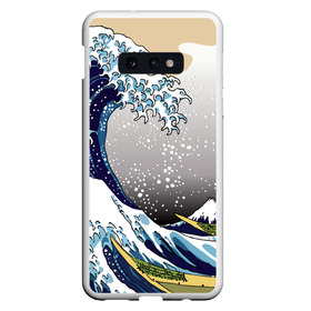 Чехол для Samsung S10E с принтом The great wave off kanagawa в Кировске, Силикон | Область печати: задняя сторона чехла, без боковых панелей | Тематика изображения на принте: the great wave off kanagawa | большая волна | большая волна в канагаве | волна | гора | исккуство | канагава | картина | кацусика хокусай | молочный | серый | япония