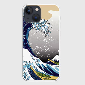 Чехол для iPhone 13 mini с принтом The great wave off kanagawa в Кировске,  |  | the great wave off kanagawa | большая волна | большая волна в канагаве | волна | гора | исккуство | канагава | картина | кацусика хокусай | молочный | серый | япония