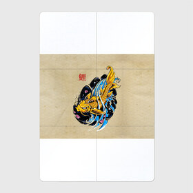 Магнитный плакат 2Х3 с принтом Золотая рыба кои в Кировске, Полимерный материал с магнитным слоем | 6 деталей размером 9*9 см | Тематика изображения на принте: волны | золотая | иероглиф | иллюстрация | китайская | кои | краски | море | разноцветная | рисунок | рыбка | рыбы | традиционная | узор | японская | яркая