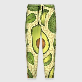 Мужские брюки 3D с принтом Авокадо в Кировске, 100% полиэстер | манжеты по низу, эластичный пояс регулируется шнурком, по бокам два кармана без застежек, внутренняя часть кармана из мелкой сетки | авокадо | зеленый | лайм | листок