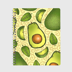 Тетрадь с принтом Авокадо в Кировске, 100% бумага | 48 листов, плотность листов — 60 г/м2, плотность картонной обложки — 250 г/м2. Листы скреплены сбоку удобной пружинной спиралью. Уголки страниц и обложки скругленные. Цвет линий — светло-серый
 | Тематика изображения на принте: авокадо | зеленый | лайм | листок
