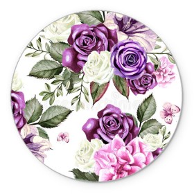 Коврик для мышки круглый с принтом Красивые розы в Кировске, резина и полиэстер | круглая форма, изображение наносится на всю лицевую часть | белые розы | белый | необычные | розовый | розы | синие розы | синий | фиолетовые розы | фиолетовый | цветы