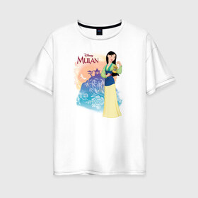 Женская футболка хлопок Oversize с принтом Fa Mulan в Кировске, 100% хлопок | свободный крой, круглый ворот, спущенный рукав, длина до линии бедер
 | fa mulan | mulan | vdosadir | бэрри кук | дисней | мулан | тони бэнкрофт | фа мулан