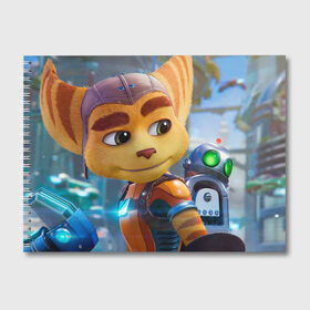 Альбом для рисования с принтом Ratchet & Clank Rift Apart в Кировске, 100% бумага
 | матовая бумага, плотность 200 мг. | Тематика изображения на принте: ratchet  clank rift apart | игра | персонаж | рисунок