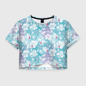 Женская футболка Crop-top 3D с принтом Mulan Flowers Pattern в Кировске, 100% полиэстер | круглая горловина, длина футболки до линии талии, рукава с отворотами | flowers | mulan | vdosadir | бэрри кук | мулан | тони бэнкрофт | цветы