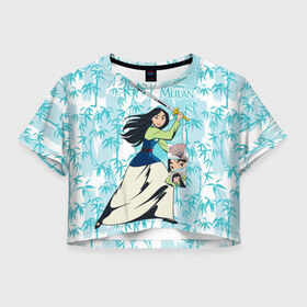 Женская футболка Crop-top 3D с принтом Mulan with a Sword в Кировске, 100% полиэстер | круглая горловина, длина футболки до линии талии, рукава с отворотами | fa mulan | mulan | vdosadir | бэрри кук | мулан | тони бэнкрофт | фа мулан
