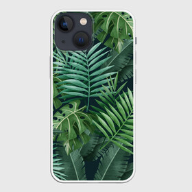 Чехол для iPhone 13 mini с принтом Тропики в Кировске,  |  | summer | банановая | банановые | джунгли | зелень | краски | летняя | лето | листики | листы | листья | надпись | настроение | отдых | отпуск | пальма | пальмовые | пальмы | папоротник | пляжная | позитив