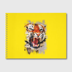 Альбом для рисования с принтом Оскал тигра в Кировске, 100% бумага
 | матовая бумага, плотность 200 мг. | Тематика изображения на принте: барс | волк | детёныш | джунгли | енот | животное | зубр | кот | лев | леопард | львица | медведь | охотник | пасть | полосы | пятнистая | рык | рычание | тигр | тигрица | хозяин | царьзверей | шерсть