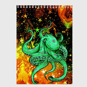 Скетчбук с принтом Cosmo Octopus в Кировске, 100% бумага
 | 48 листов, плотность листов — 100 г/м2, плотность картонной обложки — 250 г/м2. Листы скреплены сверху удобной пружинной спиралью | Тематика изображения на принте: cosmo | kraken | medusa | meduza | ocean | octopus | pirates | арт | ван | гог | звезды | искусство | картина | космос | кракен | красочный | медуза | море | океан | осьминог | пираты | принт | стиль