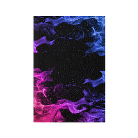 Обложка для паспорта матовая кожа с принтом ОГОНЬ НЕОН в Кировске, натуральная матовая кожа | размер 19,3 х 13,7 см; прозрачные пластиковые крепления | абстракция | горит | неон | неоновый | огонь | пламя | пожар | синий | текстура | фиолетовый | яркий
