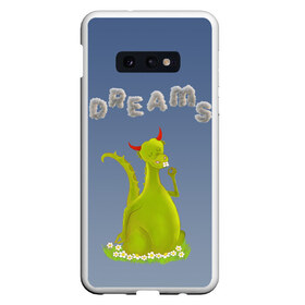 Чехол для Samsung S10E с принтом Dragon Dreams в Кировске, Силикон | Область печати: задняя сторона чехла, без боковых панелей | Тематика изображения на принте: девушке | детское | дракон | дракон добрый | дракон лето | дракон мечтатель | дракон ребенку | дракон цветы | дракончик | летний дракон | лето | мечтай | мечтатель | мечты | мечты дракона