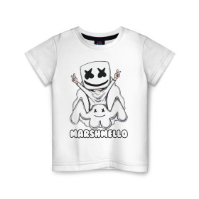 Детская футболка хлопок с принтом MARSHMELLO в Кировске, 100% хлопок | круглый вырез горловины, полуприлегающий силуэт, длина до линии бедер | dj | marshmello | marshmellow | usa | америка | клуб | клубная музыка | мармело | маршмелло | маршмеллоу | музыка | музыкант