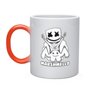 Кружка хамелеон с принтом MARSHMELLO в Кировске, керамика | меняет цвет при нагревании, емкость 330 мл | dj | marshmello | marshmellow | usa | америка | клуб | клубная музыка | мармело | маршмелло | маршмеллоу | музыка | музыкант