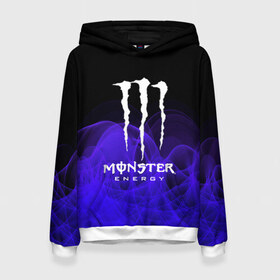 Женская толстовка 3D с принтом MONSTER ENERGY в Кировске, 100% полиэстер  | двухслойный капюшон со шнурком для регулировки, мягкие манжеты на рукавах и по низу толстовки, спереди карман-кенгуру с мягким внутренним слоем. | adrenalin | energy monster | monster | monster energy | monstr | sport | адреналин | монстер | монстр | напиток | спорт | энергетик