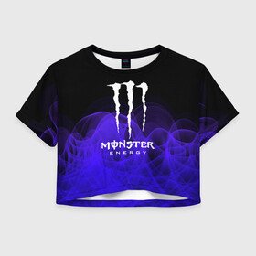 Женская футболка Crop-top 3D с принтом MONSTER ENERGY в Кировске, 100% полиэстер | круглая горловина, длина футболки до линии талии, рукава с отворотами | adrenalin | energy monster | monster | monster energy | monstr | sport | адреналин | монстер | монстр | напиток | спорт | энергетик