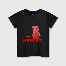 Детская футболка хлопок с принтом ROBLOX PIGGI в Кировске, 100% хлопок | круглый вырез горловины, полуприлегающий силуэт, длина до линии бедер | game | gamer | logo | minecraft | piggi | roblox | simulator | игра | конструктор | лого | пигги | свинья | симулятор | строительство | фигура